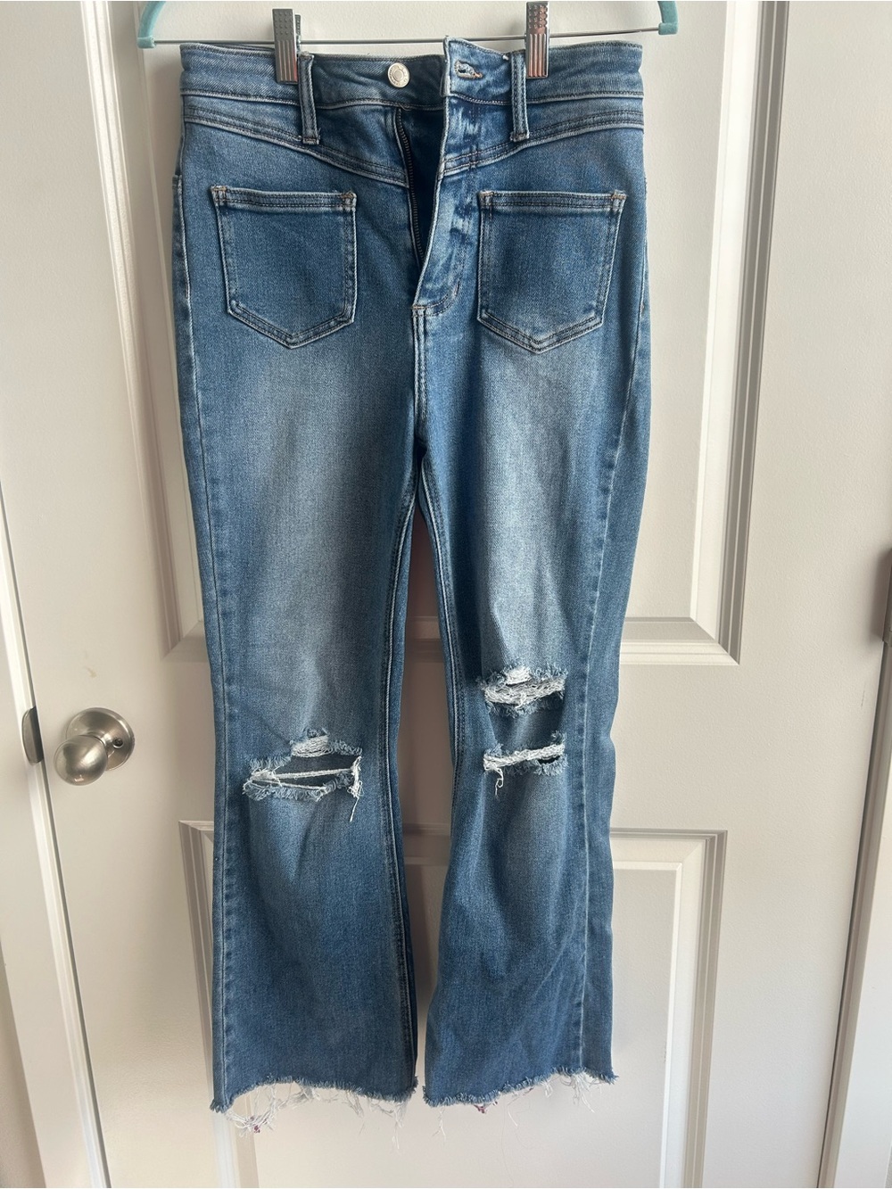 Cello Medium Blue Distressed Boot Cut Jeans